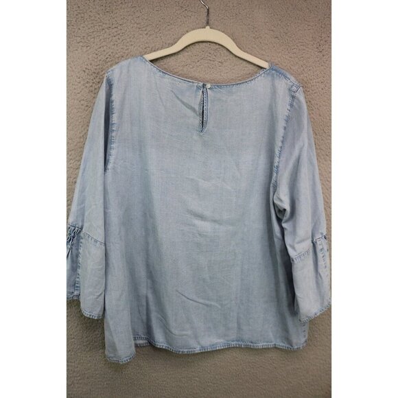 J.Jill Denim 3/4 Belled Sleeve Tunic-Size Large-BOHO - Picture 8 of 11